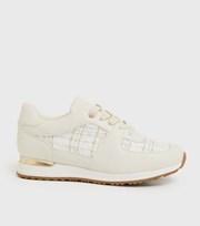 New Look Off White Check Boucle Chunky Trainers